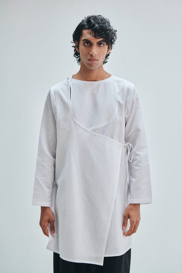 Saphed — Taj Co-Linen Men's Angrakha Kurta