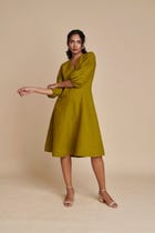 Mehendi Linen Billow Dress - Sale view 2