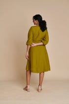 Mehendi Linen Billow Dress - Sale view 3
