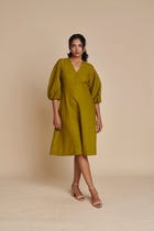 Mehendi Linen Billow Dress - Sale view 6