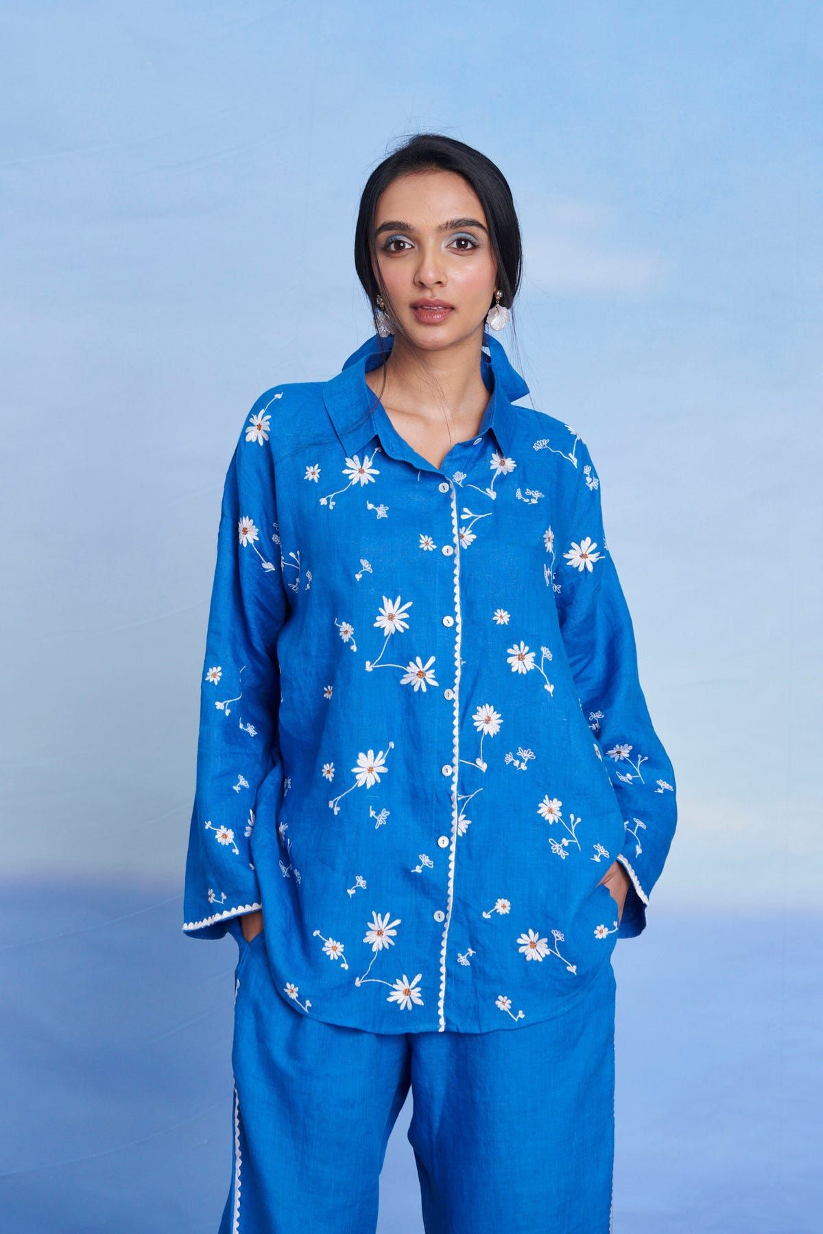 Santorini Linen Oversized Flared Shirt Set - Sale - image 2