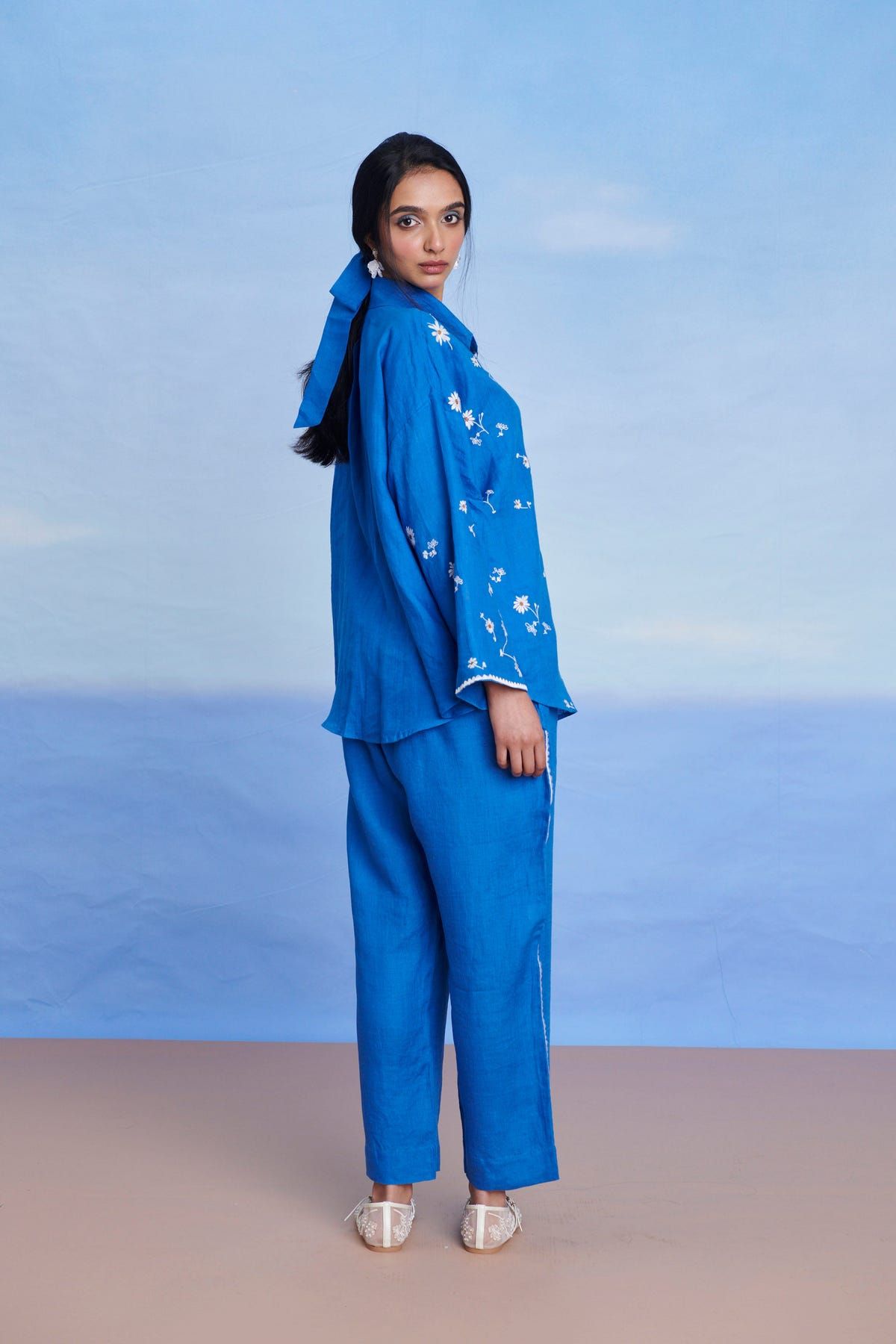 Santorini Linen Oversized Flared Shirt Set - Sale - image 7