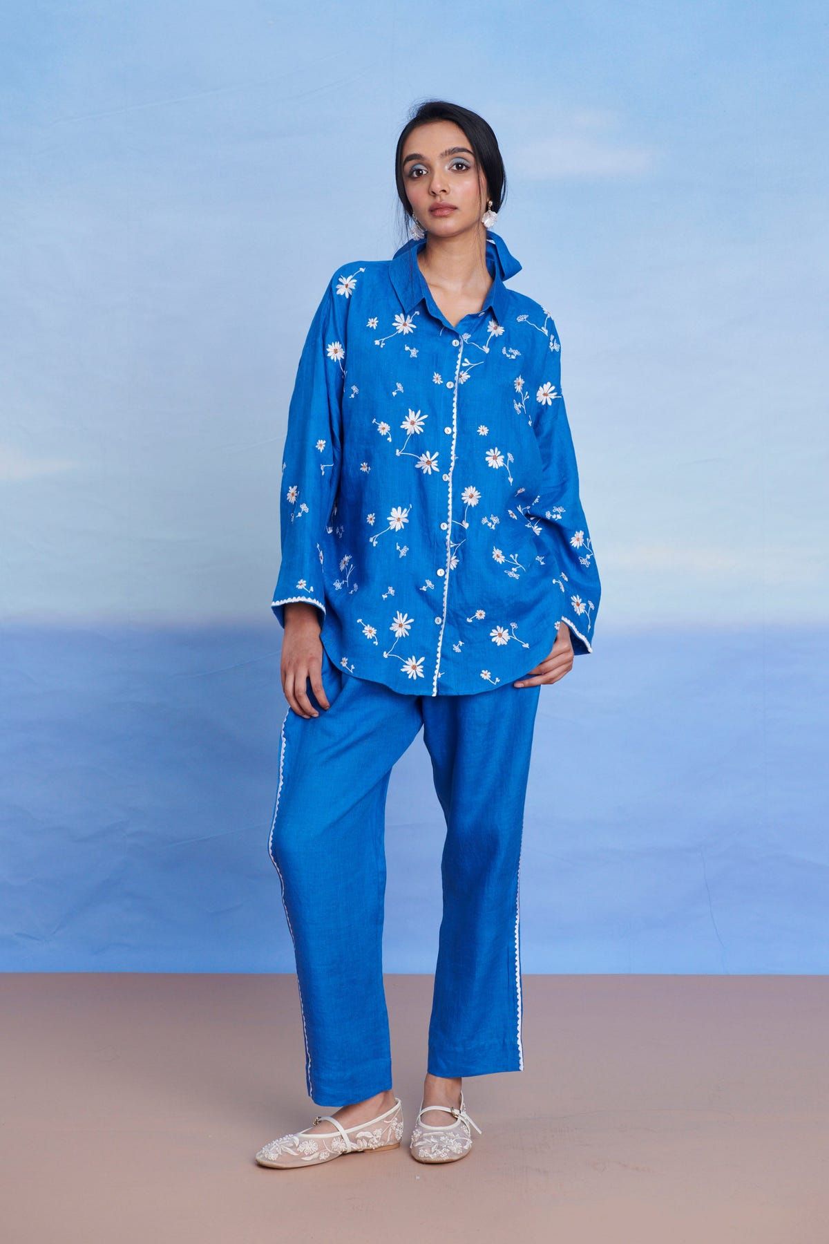 Santorini Linen Oversized Flared Shirt Set - Sale - image 8