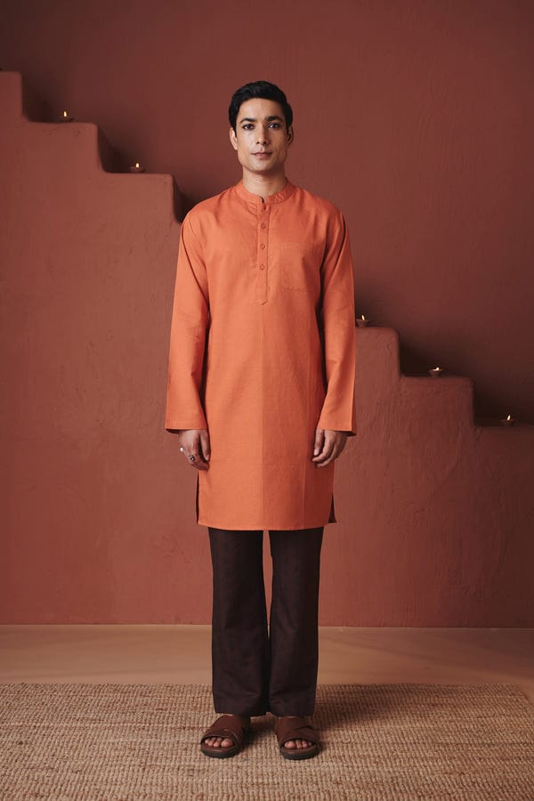 Saphed — Marigold Co-Linen Men's Classic Kurta