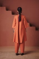Marigold Co-Linen Pheran Kurta Set - Sale view 6
