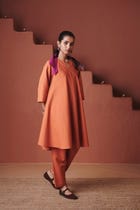 Marigold Co-Linen Pheran Kurta Set - Sale view 9