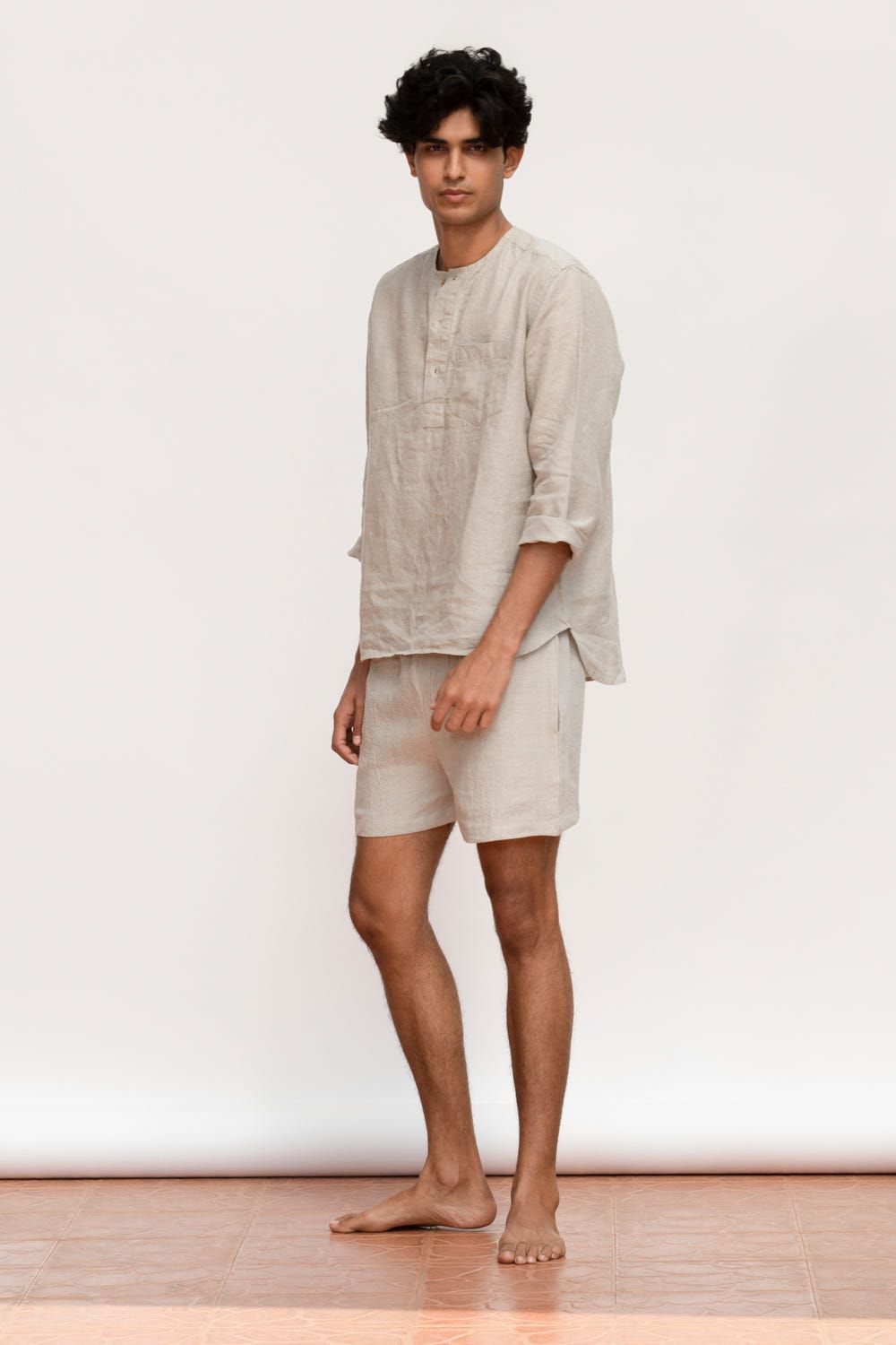 Undyed Linen Men's Shorts Set - image 1