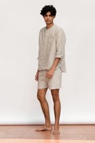 Undyed Linen Men's Shorts Set view 1