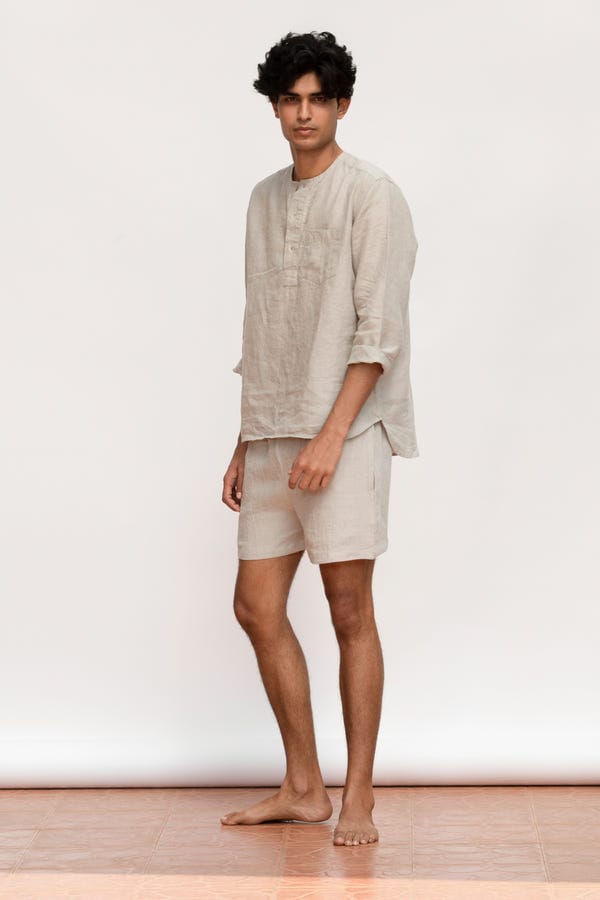 Saphed — Undyed Linen Men's Shorts Set