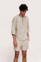 Undyed Linen Men's Shorts Set view 2