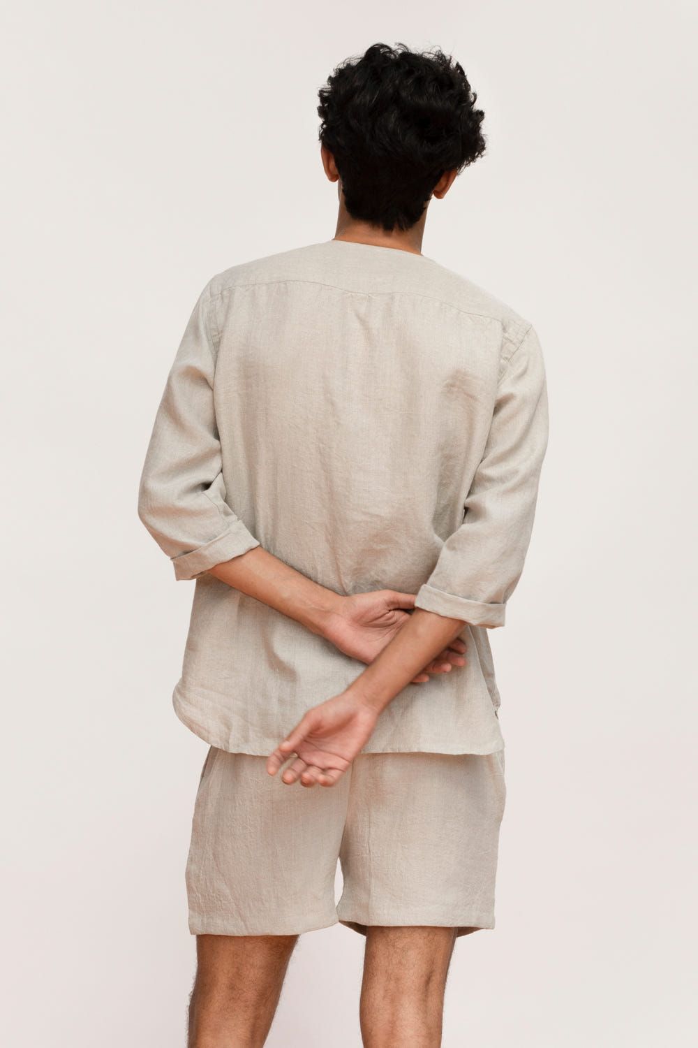 Undyed Linen Men's Shorts Set - image 3