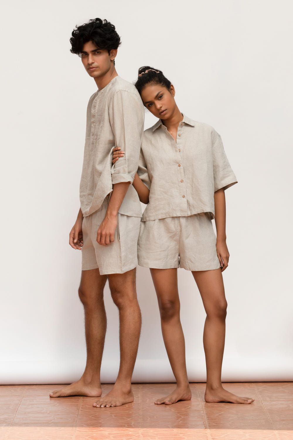 Undyed Linen Men's Shorts Set - image 5