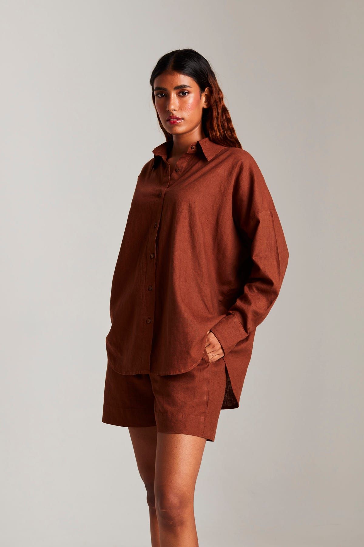 Cinnamon Linen Classic Shirt - image 1