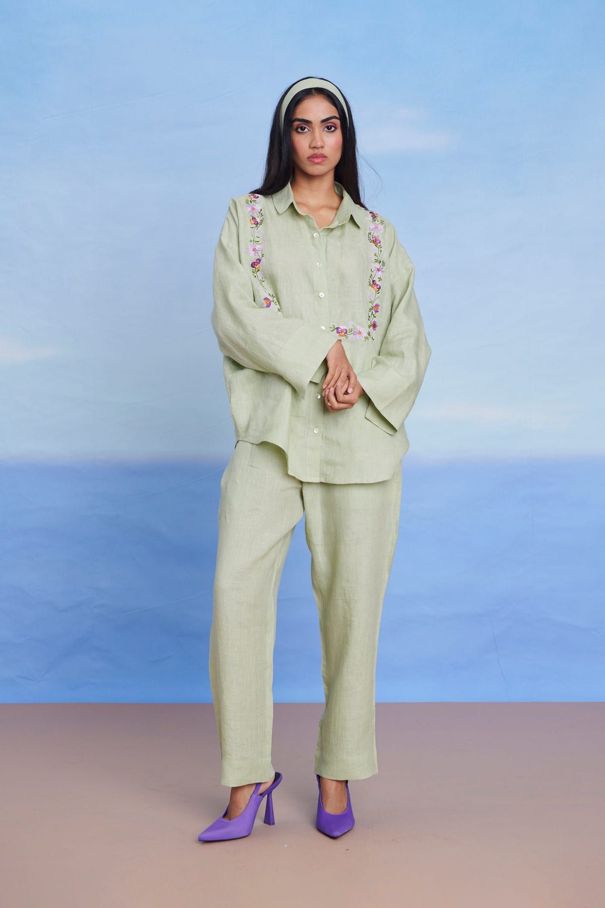 Pista Linen Pleated Pants - image 1