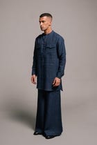 Indigo Linen Men's Flared Pants view 1
