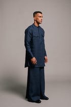 Indigo Linen Men's Flared Pants view 4