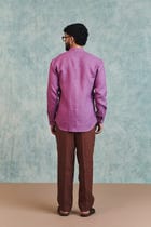 Berry Linen Men's Band Collar Shirt view 5