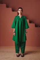 Panna Linen Pheran Kurta - Sale view 3