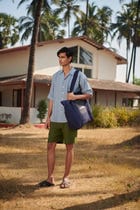 Sky Linen Men's Pleated Camp Collar Shirt view 3