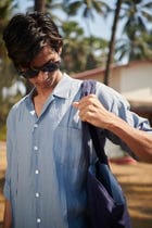 Sky Linen Men's Pleated Camp Collar Shirt view 5
