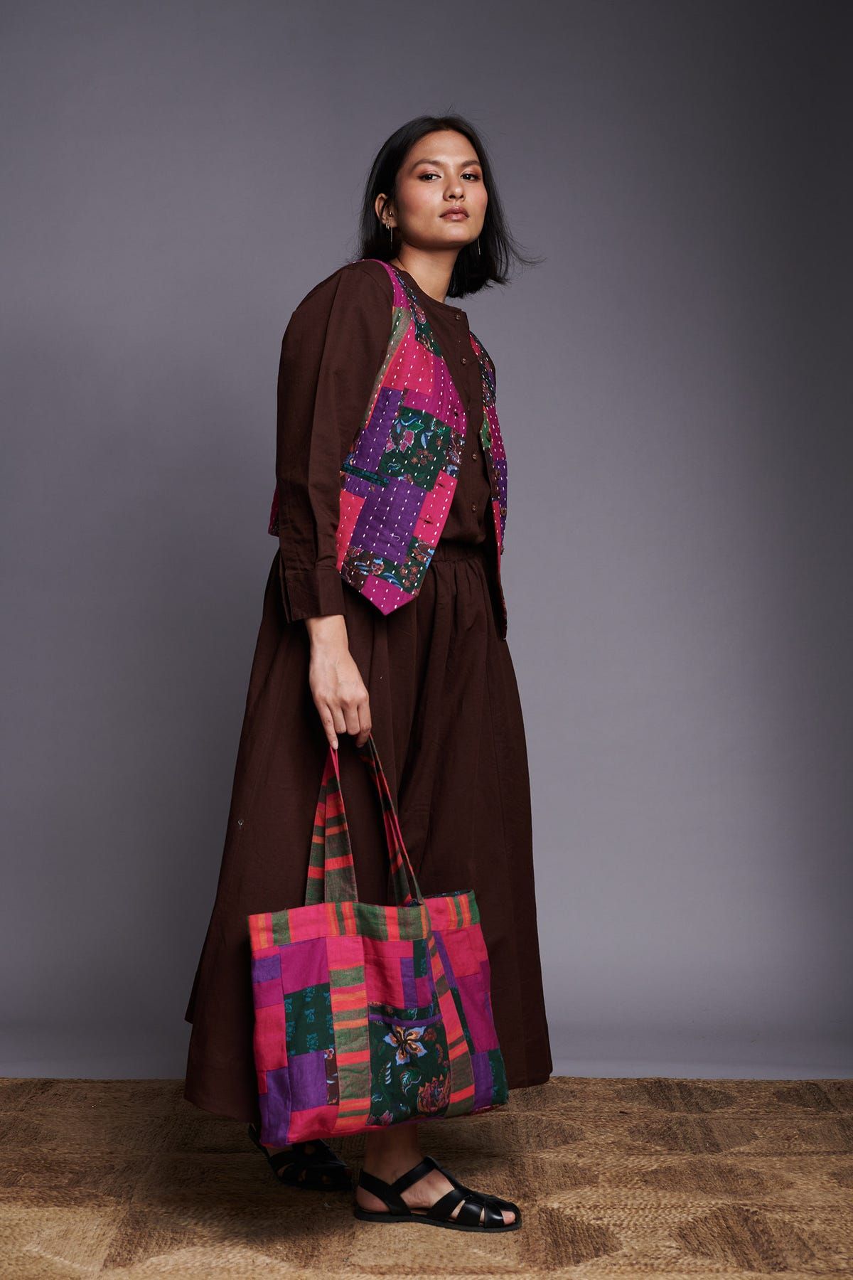 Co-Linen Patchwork Kantha Waistcoat - image 9