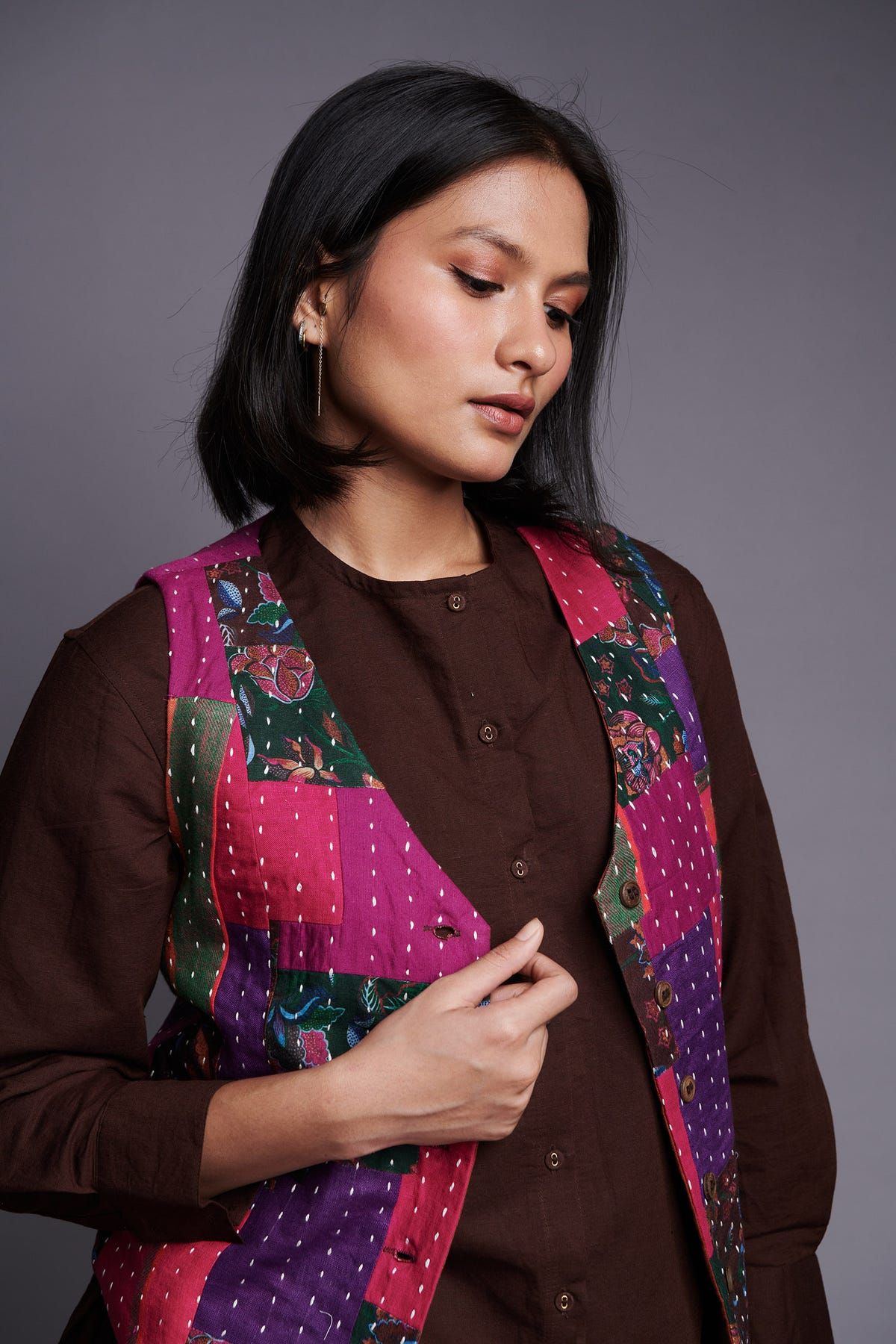 Co-Linen Patchwork Kantha Waistcoat - image 10
