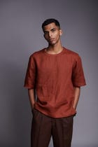 Cinnamon Linen Men's Woven T-shirt view 1