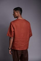 Cinnamon Linen Men's Woven T-shirt view 3