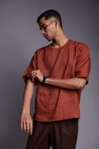 Cinnamon Linen Men's Woven T-shirt view 4