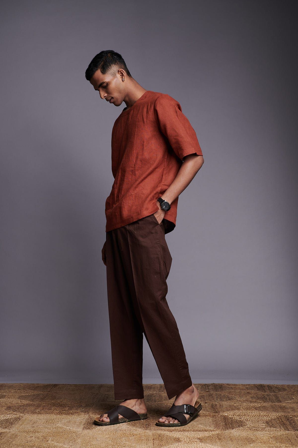 Cinnamon Linen Men's Woven T-shirt - image 5