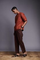 Cinnamon Linen Men's Woven T-shirt view 5