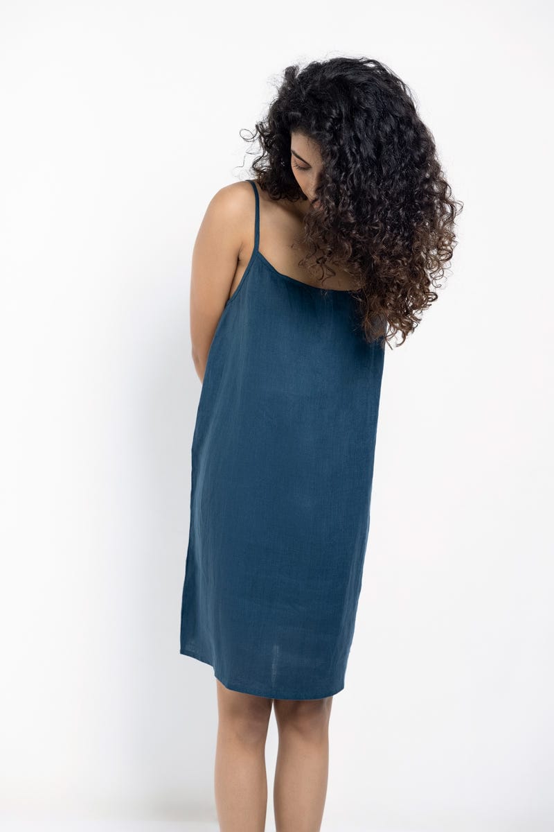 Indigo Linen Slip Dress - image 2