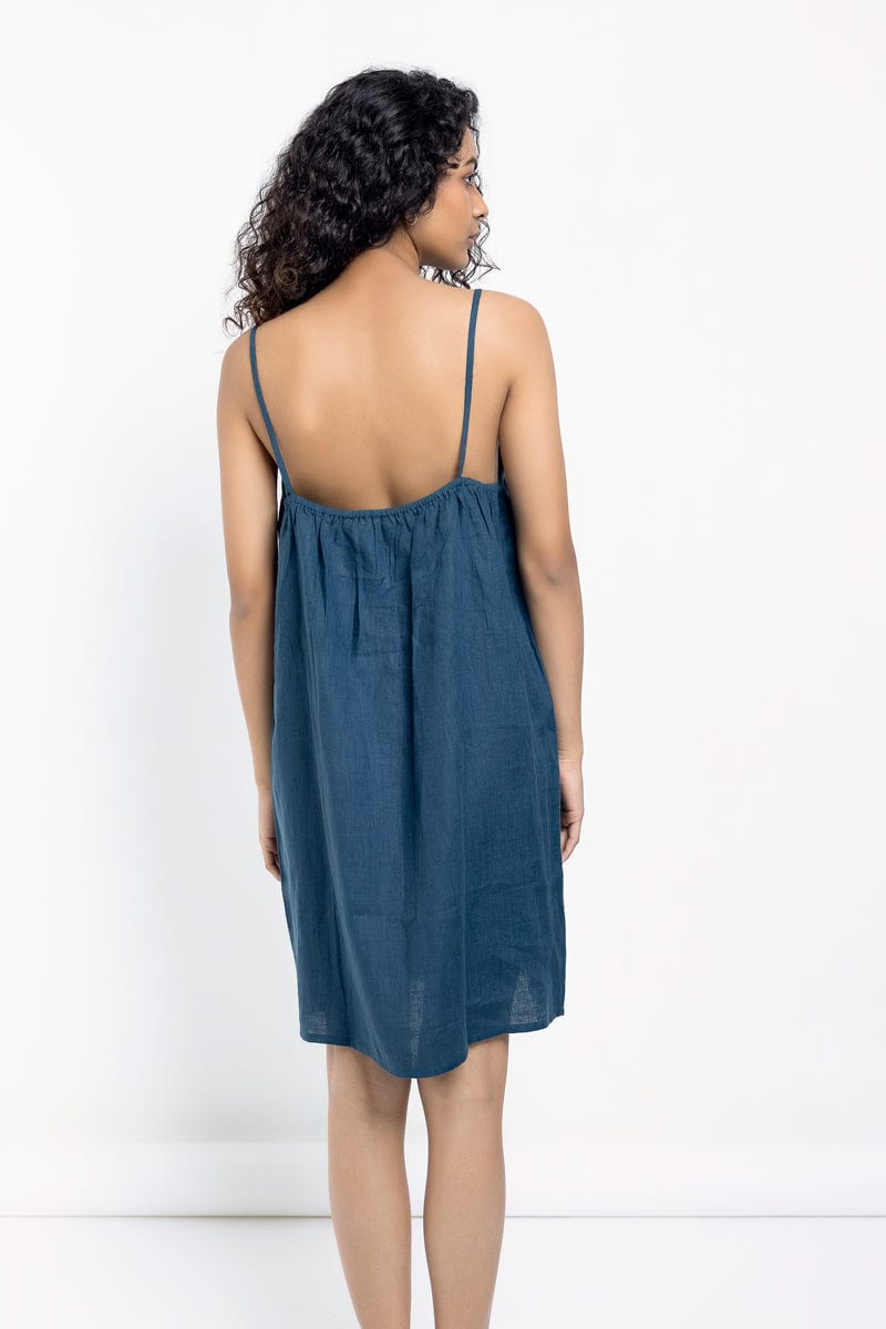 Indigo Linen Slip Dress - image 3