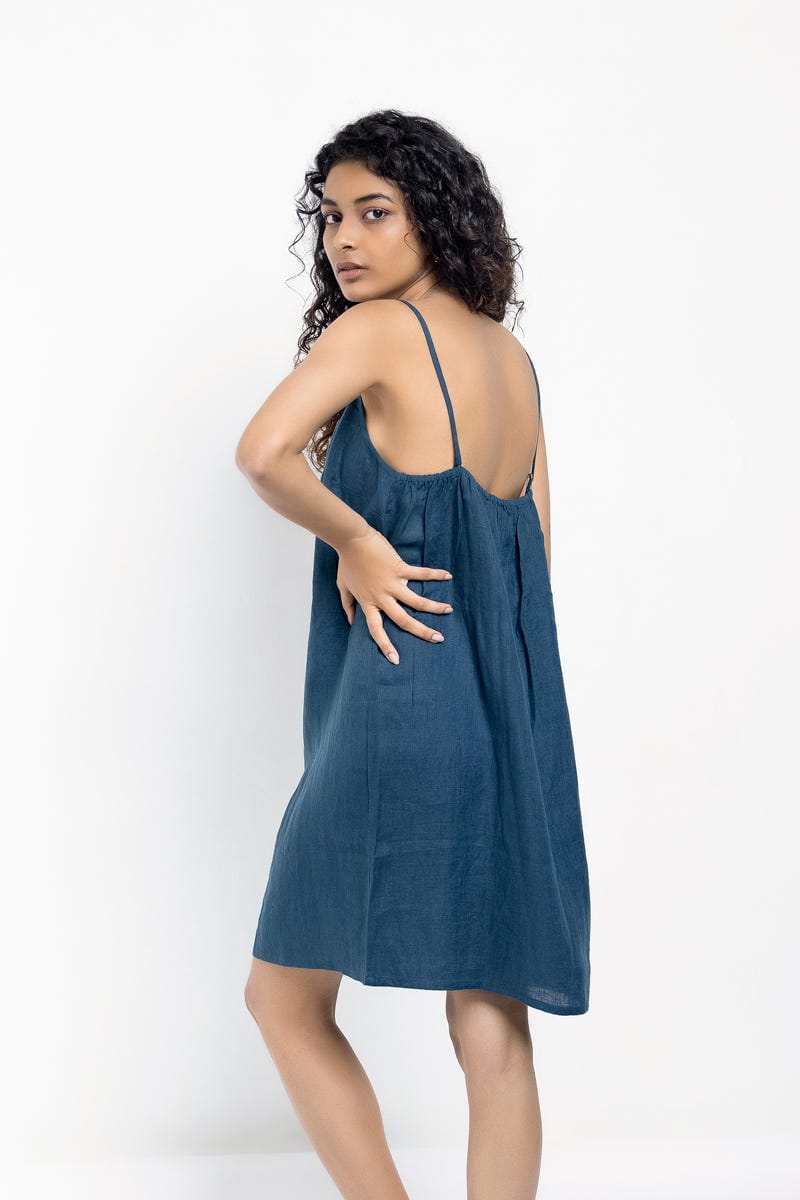 Indigo Linen Slip Dress - image 4