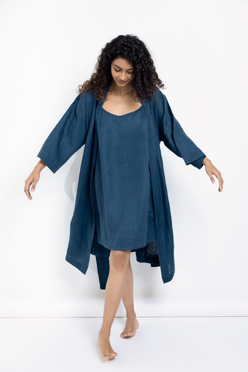 Indigo Linen Slip Dress - image 5