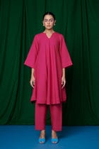 Rani Linen Pheran Kurta Set - Sale view 1