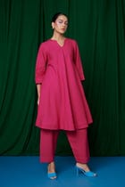 Rani Linen Pheran Kurta Set - Sale view 3