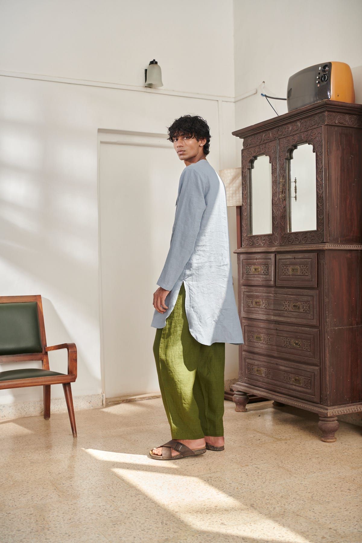 Sky Linen Men's Round Hem Kurta - image 3