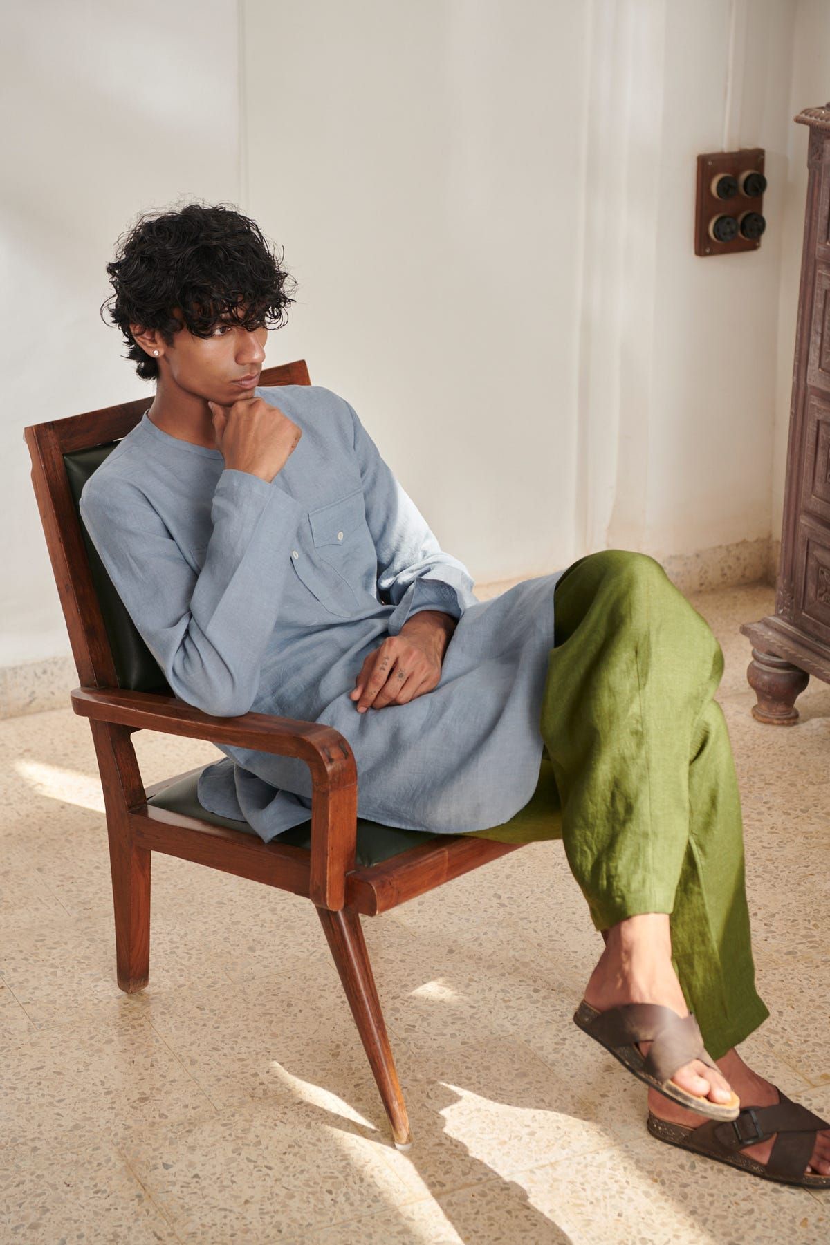 Sky Linen Men's Round Hem Kurta - image 5