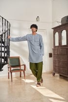 Sky Linen Men's Round Hem Kurta view 6
