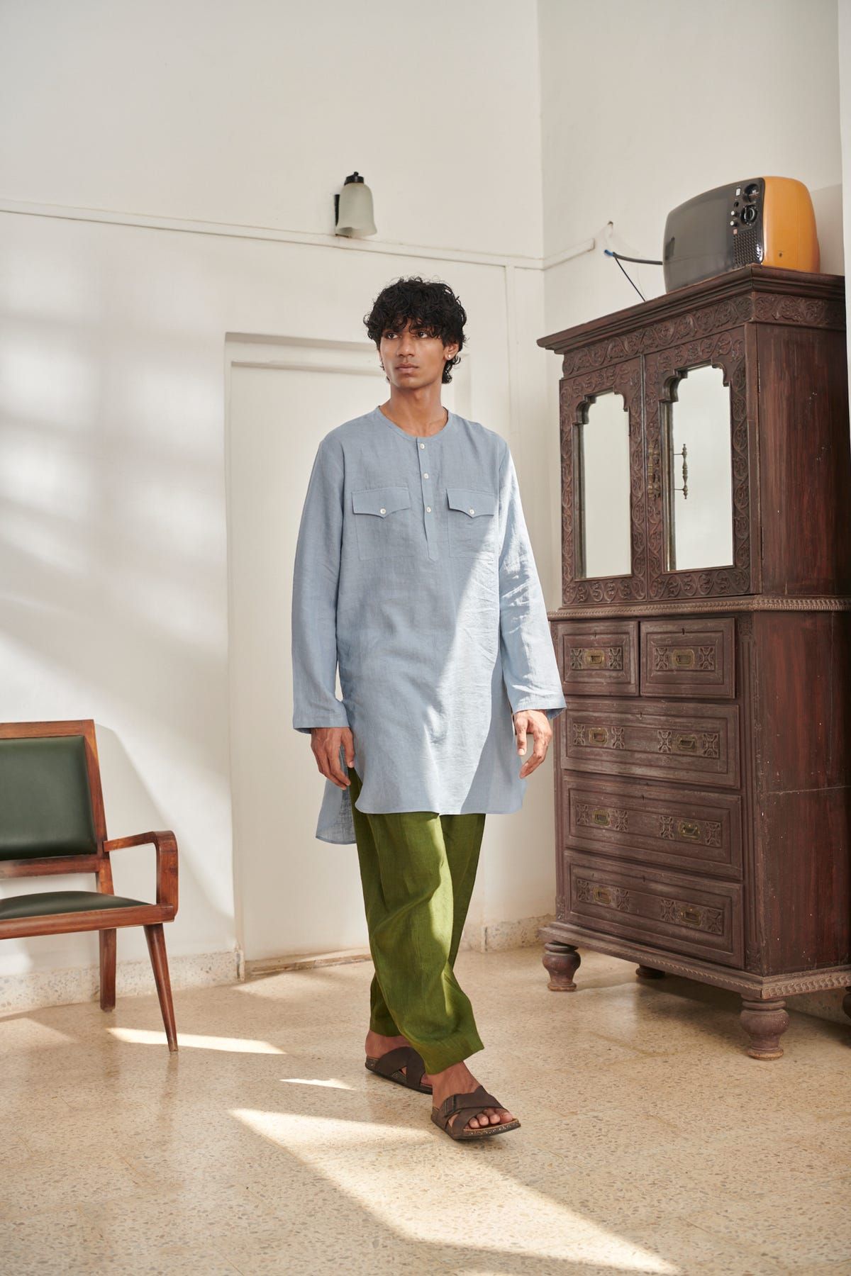 Sky Linen Men's Round Hem Kurta - image 9