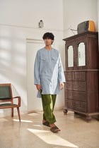 Sky Linen Men's Round Hem Kurta view 9