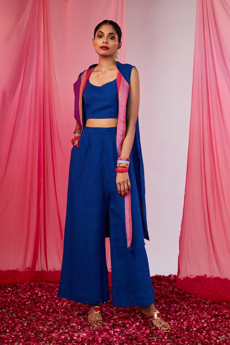 Neelam Linen Cape Palazzo Set - Sale