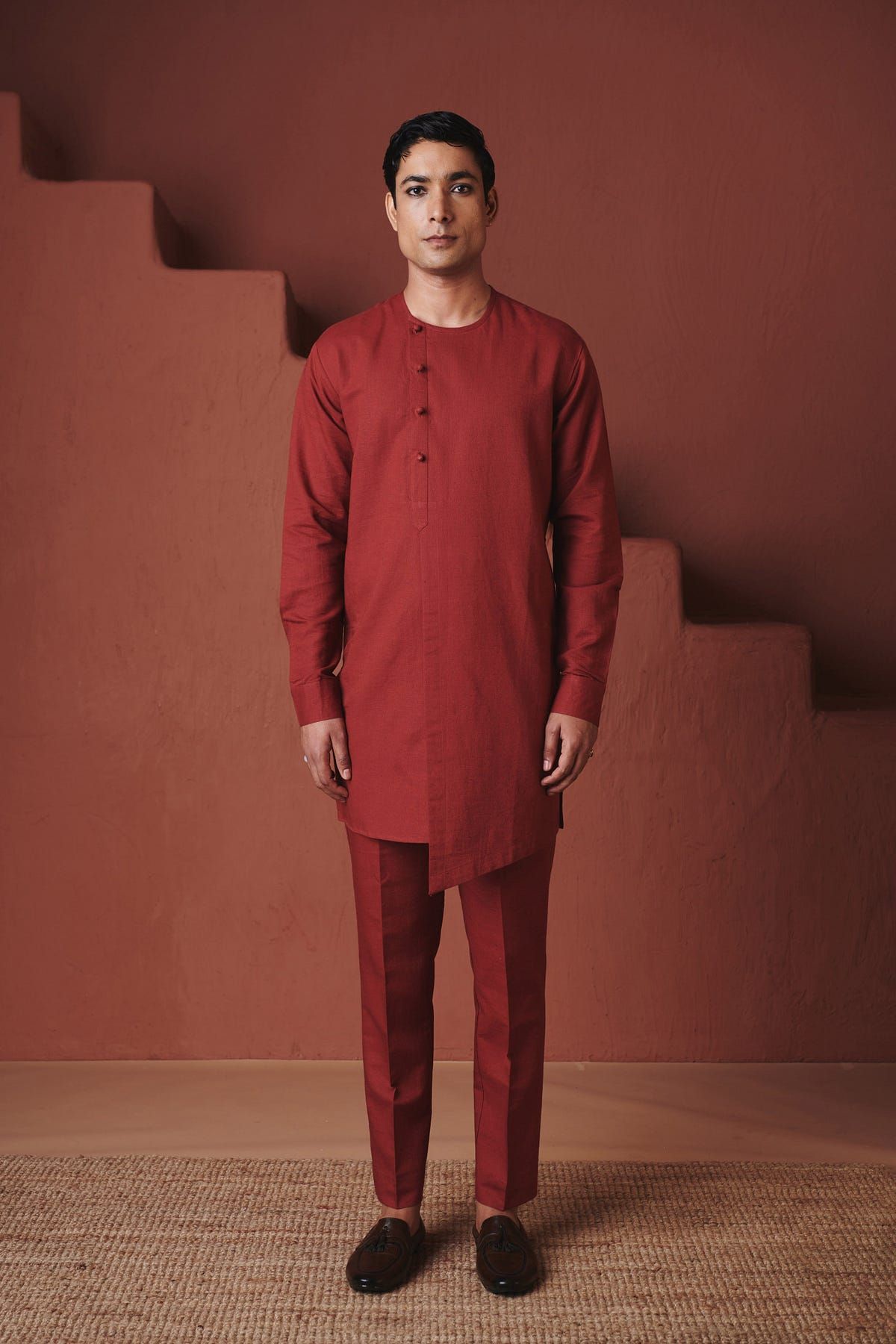 Brick Co-Linen Men's Side Open Kurta Set - image 1