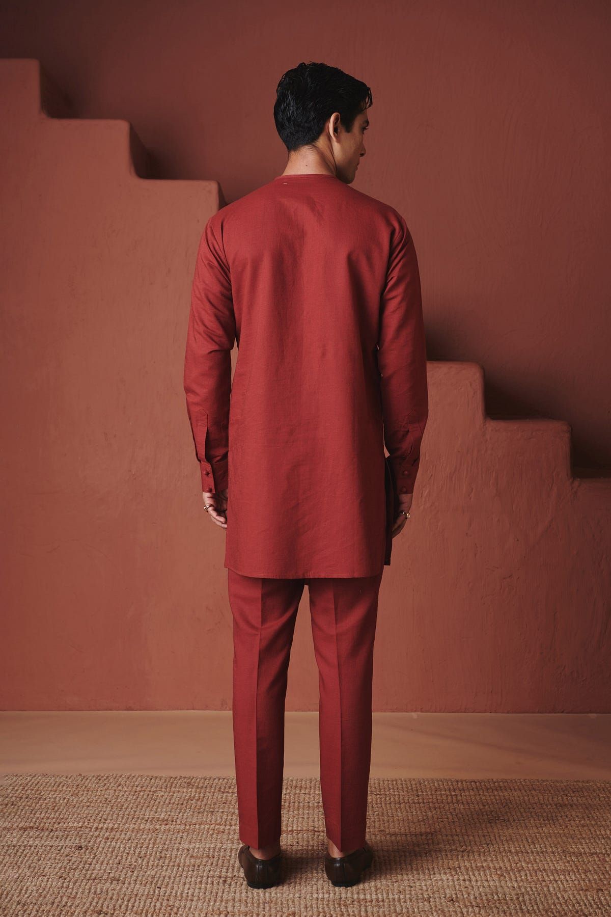 Brick Co-Linen Men's Side Open Kurta Set - image 2