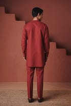 Brick Co-Linen Men's Side Open Kurta Set view 2