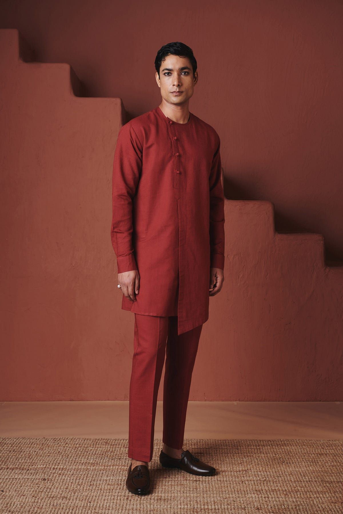 Brick Co-Linen Men's Side Open Kurta Set - image 3