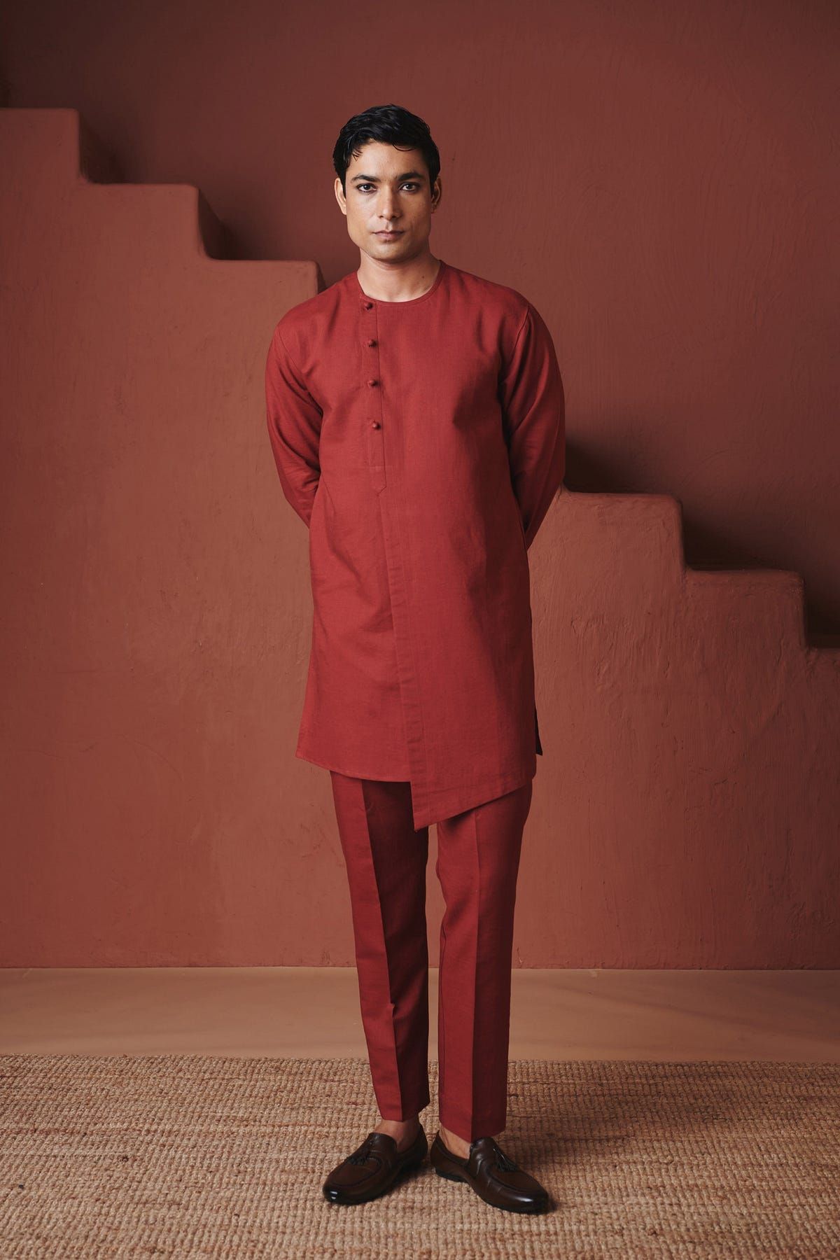 Brick Co-Linen Men's Side Open Kurta Set - image 5
