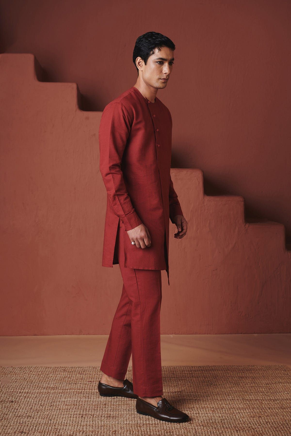 Brick Co-Linen Men's Side Open Kurta Set - image 7