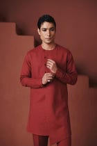 Brick Co-Linen Men's Side Open Kurta Set view 8